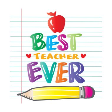 Gelmiş geçmiş en iyi öğretmen. El yazısıyla yazılmış bir alıntı. Vektör illüstrasyonu.