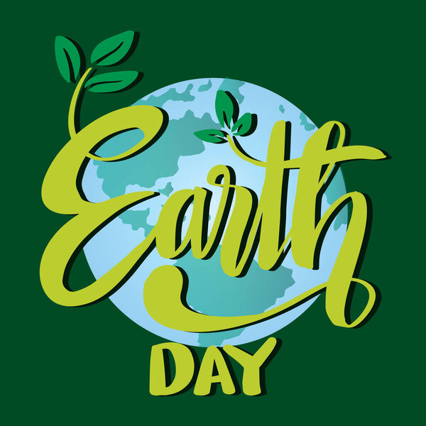 Надпись на День Земли. Векторная иллюстрация для баннера, плаката, поздравительной открытки.