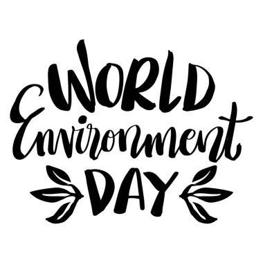 Dünya Çevre Günü el yazısı. Beyaz arkaplanda vektör illüstrasyonu.