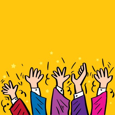 Bir grup insanın ellerini havaya kaldırdığı bir görüntü.