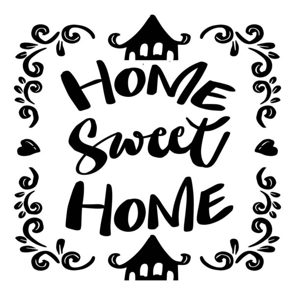 Hogar Dulce Hogar Frase Letras Dibujada Mano Ilustración Vectorial — Vector de stock