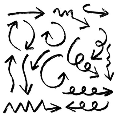 El çizilmiş oklar. Vektör oklar kümesi. El çizilmiş oklar.