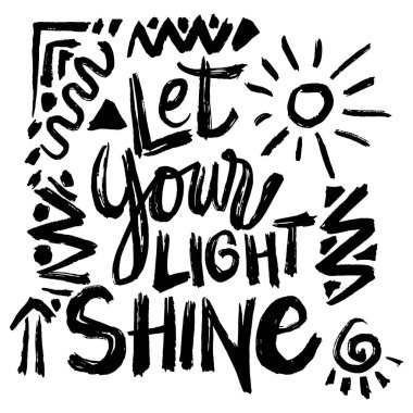 Işığın parlasın. El çizimi harfler. Vektör illüstrasyonu.
