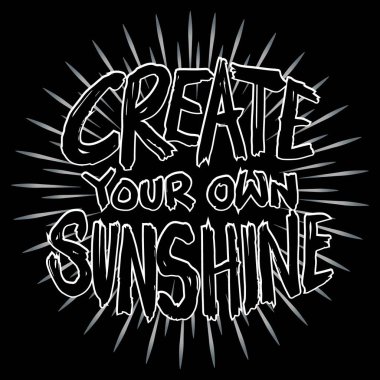 Kendi ışığını yarat. İlham verici bir alıntı. El çizimi güzel harfler. Vektör illüstrasyonu.