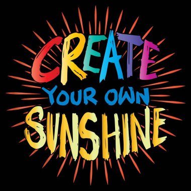 Kendi ışığını yarat. İlham verici bir alıntı. El çizimi güzel harfler. Vektör illüstrasyonu.