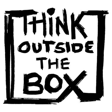 Alışılmışın dışında düşün. İlham verici bir alıntı. El çizimi harfler. Vektör illüstrasyonu.