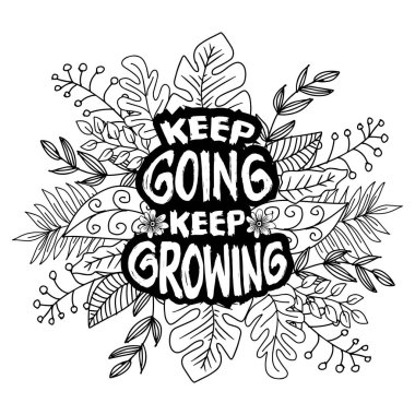  Büyümeye devam et. İlham verici bir alıntı. Vektör illüstrasyonu.