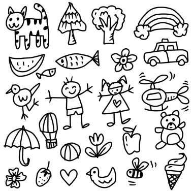 Çocuklar tasarım için vektör sanatı karalıyor..