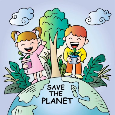 El çizimi dünya çevresi günü gezegen çizimini kurtarır