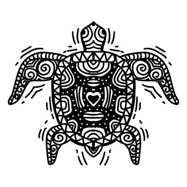 Kaplumbağa. Karalama biçiminde el çizimi vektör illüstrasyonu.