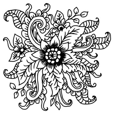 Elle çizilmiş çiçek süsü. Tasarımınız için vektör illüstrasyonu