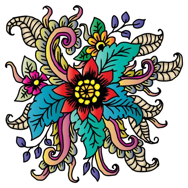 Elle çizilmiş çiçek süsü. Tasarımınız için vektör illüstrasyonu