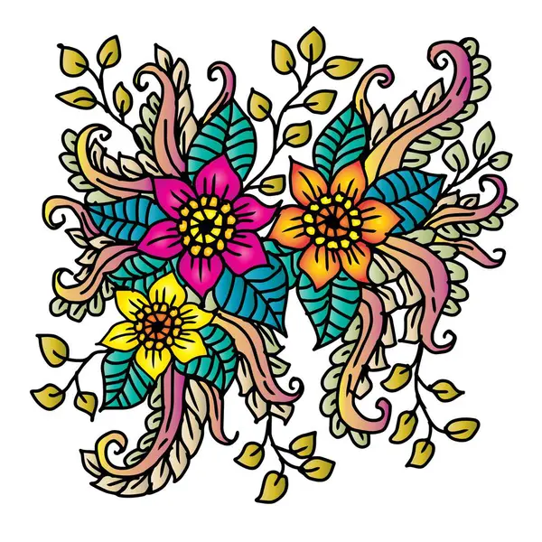 Elle çizilmiş çiçek süsü. Tasarımınız için vektör illüstrasyonu