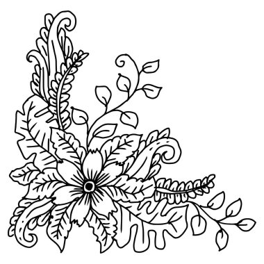 Çiçek süsü. Karalama biçiminde el çizimi vektör illüstrasyonu.