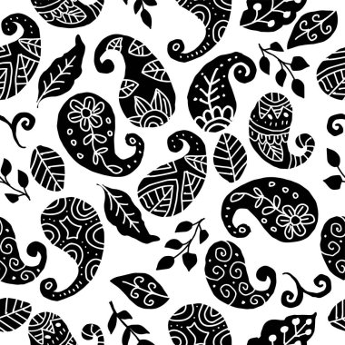 Dikensiz desenli, desenli karalama elementli. Vektör illüstrasyonu.