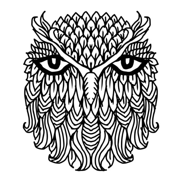 Baykuş başlı fil mandala. El çizimi vektör illüstrasyonu.