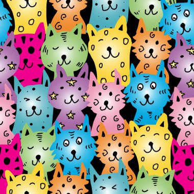 Renkli ve kaprisli Kedi Modeli Çizimi