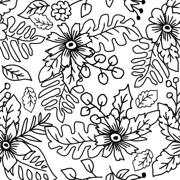 Çiçekler ve yapraklarla kusursuz desen.