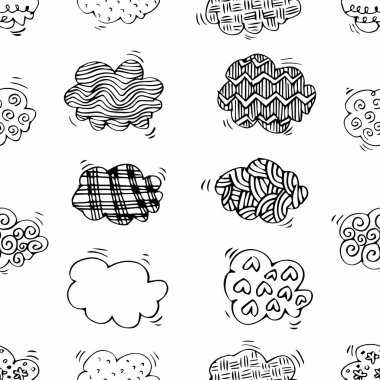 Elle çizilmiş karalama bulutlarıyla kusursuz desen. vektör illüstrasyonu.