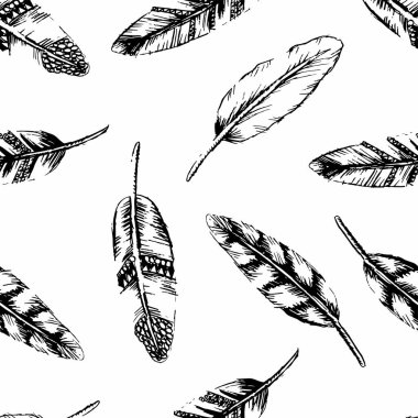 Kusursuz desenli, el yapımı tüylü. Robot resim biçiminde vektör illüstrasyonu.