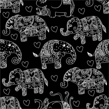 Filler ve kalplerle kusursuz bir düzen. El çizimi vektör illüstrasyonu