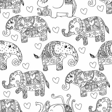 Filler ve kalplerle kusursuz bir düzen. El çizimi vektör illüstrasyonu