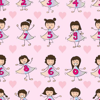 Sayılarla kusursuz desen. Çizgi film tarzı. Vektör illüstrasyonu.