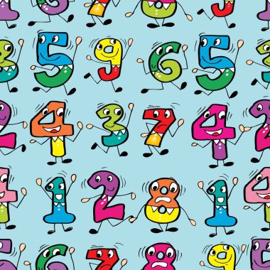 Sayılarla kusursuz desen. Çizgi film tarzı. Vektör illüstrasyonu.