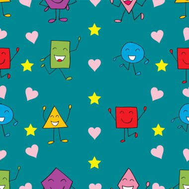 Çizgi film şekilleriyle kusursuz desen.