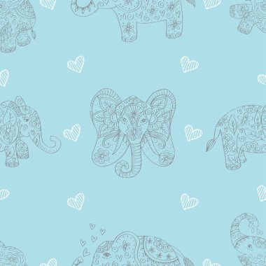 Filler ve kalplerle kusursuz bir düzen. Karalama biçiminde vektör illüstrasyonu.