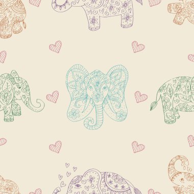 Filler ve kalplerle kusursuz bir düzen. Karalama biçiminde vektör illüstrasyonu.