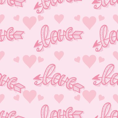 Kusursuz desenli karalamalar kalp ve aşk sözcükleri