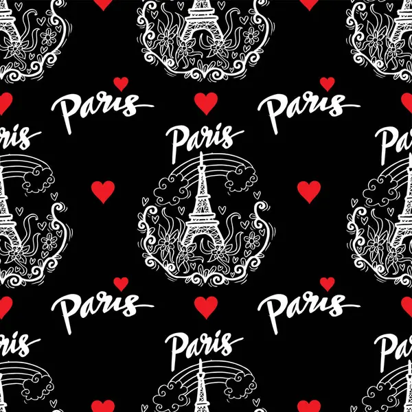 Eyfel kulesi, kule, kule ve çiçek elementleriyle kusursuz bir desen..