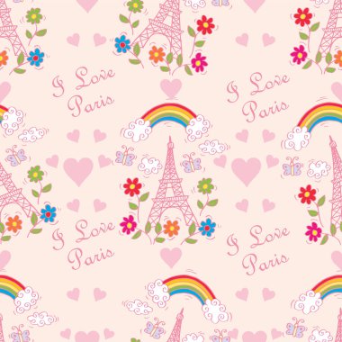 Paris Eyfel Kulesi 'ni, çiçekleri, gökkuşaklarını ve kelebekleri severim.