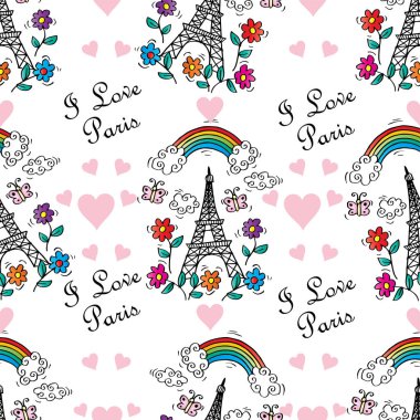 Paris Eyfel Kulesi 'ni, çiçekleri, gökkuşaklarını ve kelebekleri severim.