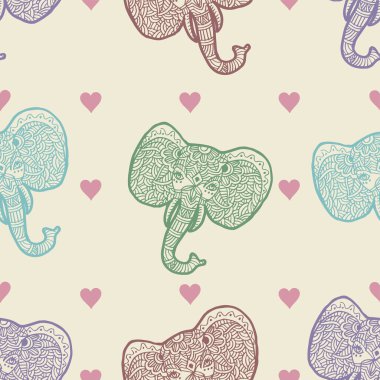 Filler ve kalplerle kusursuz bir düzen. Karalama biçiminde vektör illüstrasyonu.