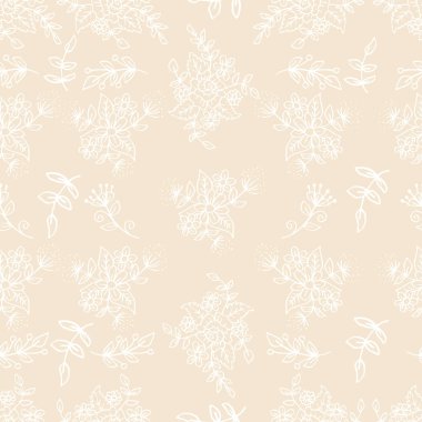 Elle çizilmiş çiçek ve yapraklarla kusursuz desen. vektör illüstrasyonu.