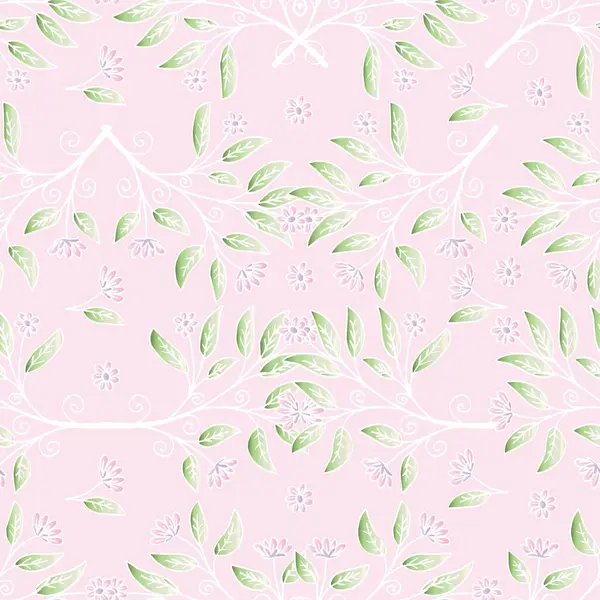 Çiçekler ve yapraklar üzerinde pembe bir arka plan ile Seamless modeli. Vektör çizim.