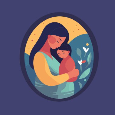 Anne kucağında bebek kucağında. Mutlu Anneler Günü Kutlama Kartı, Logo, simge amblemi