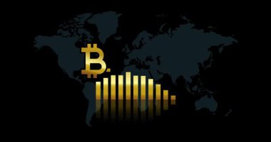 Bitcoin kripto para birimi, madeni para logosu bir fiyat grafiğinin önünde