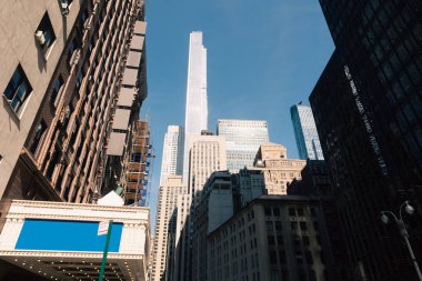 Low angle view of Central park tower skyscraper in New York City clipart