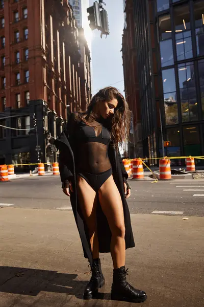 stock image A woman dances in the streets of New York City.