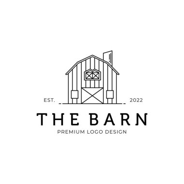 Ahır hattı sanat minimalist logo vektör çizimi tasarımı, premium tasarım