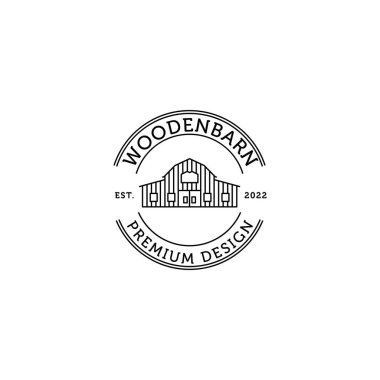 Ahşap ahır çizgisi sanat logosu illüstrasyon vektörü minimalist tasarım
