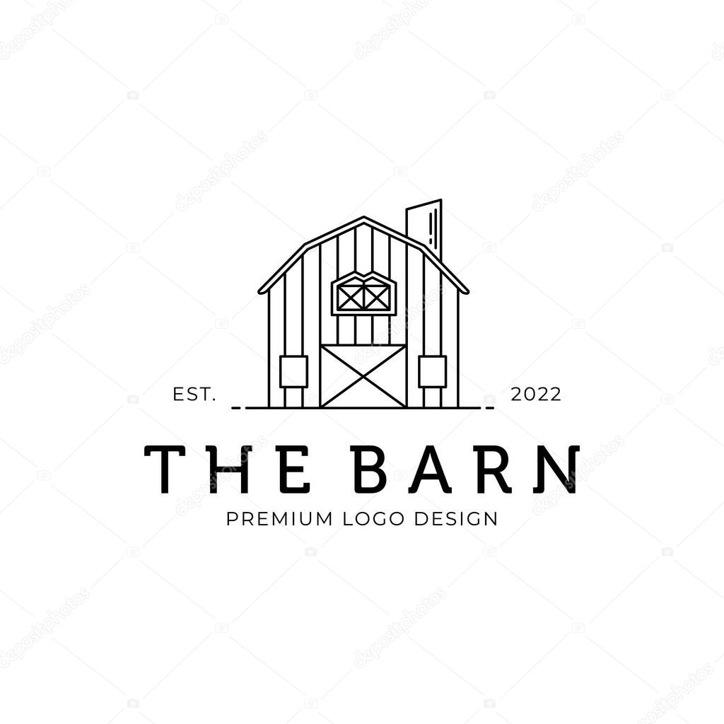 The barn line art minimalist logo vector illustration design, premium design