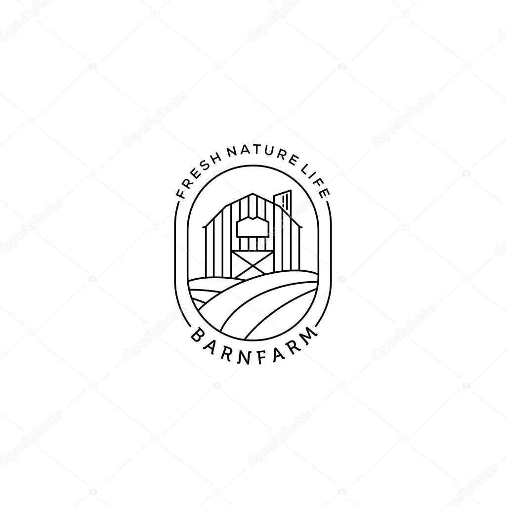 Barn farm garden line art minimalist vector logo illustration design, nature design