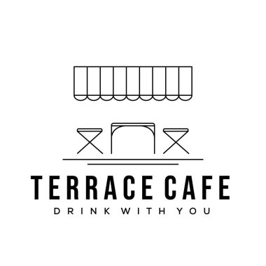 veranda sandalyesi kafe çizgisi sanat logosu vektörü minimalist illüstrasyon tasarımı