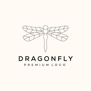 Desenli yusufçuk çizgisi sanat logosu vektör minimalist illüstrasyon tasarımı