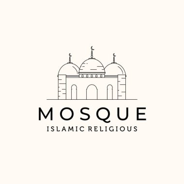 cami hattı sanat logosu vektör minimalist illüstrasyon tasarımı, İslami cami logosu tasarımı