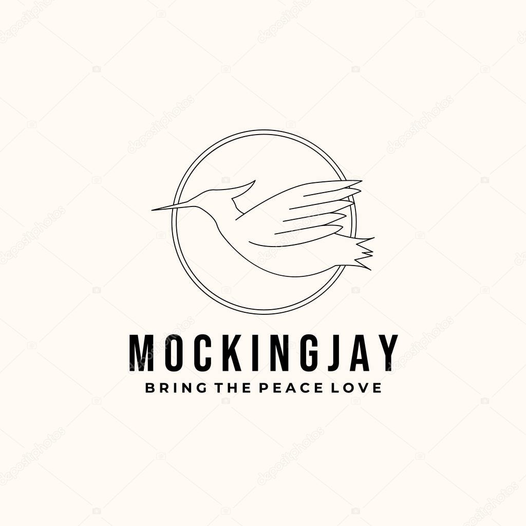 Mockingbird line art logo vector minimalist illustration design